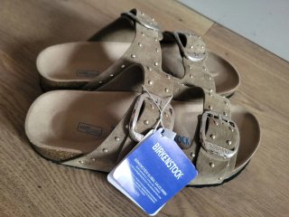 Sandalias Birkenstock Tachuelas Beige/plata