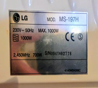 Microondas LG MS-197H Intellowave