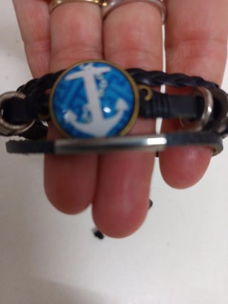 Pulsera ancla negra y azul
