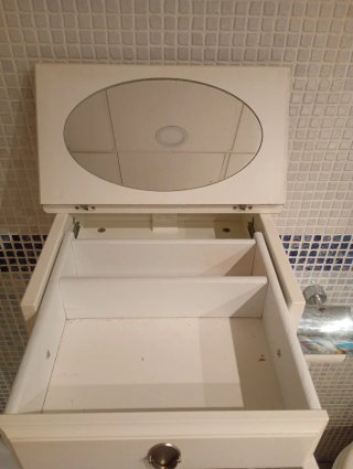 Mueble baño blanco cristal y madera