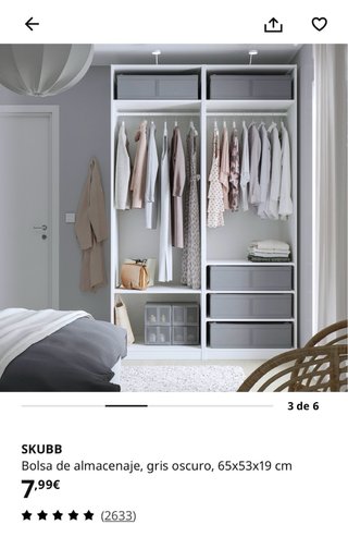 Bolsa Almacenaje IKEA SKUBB Gris Nueva
