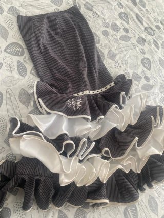 Falda Flamenca Gris y Blanca Talla Única