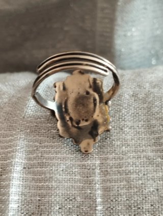 Anillo ajustable alpaca envejecida y lapislázuli