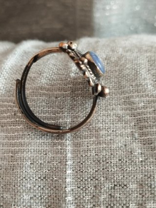Anillo ajustable alpaca envejecida y lapislázuli