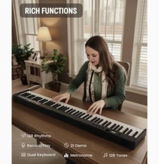 Piano digital 88 teclas plegable negro