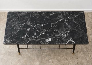 Mesa centro Mármol Negro y Dorado