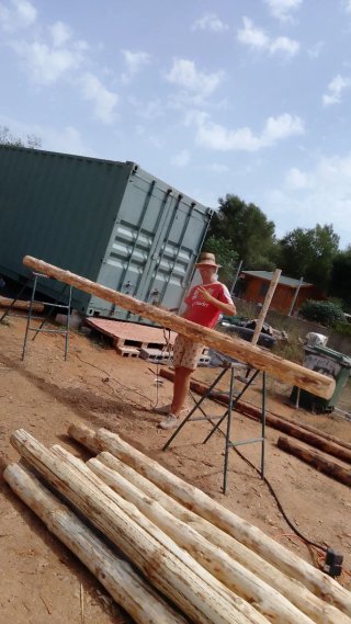 Pérgola de madera y bambú a medida