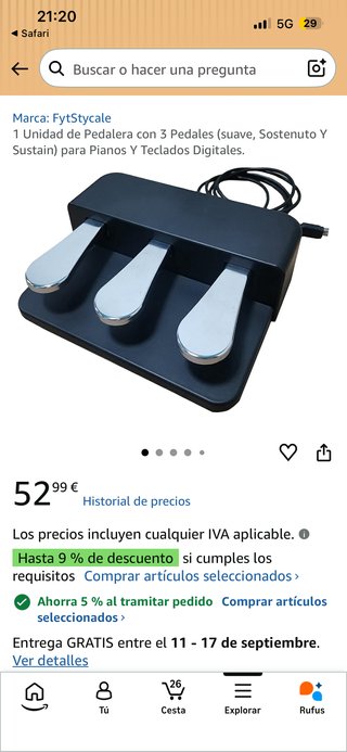 Pedalera 3 Pedales Piano. Nuovo