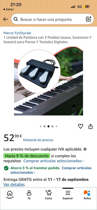 Pedalera 3 Pedales Piano. Nuovo