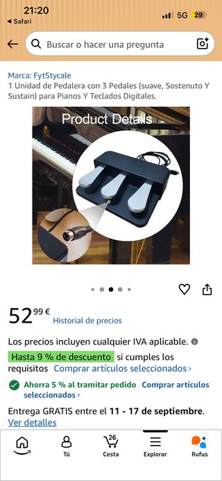 Pedalera 3 Pedales Piano. Nuovo