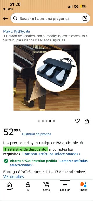 Pedalera 3 Pedales Piano. Nuovo