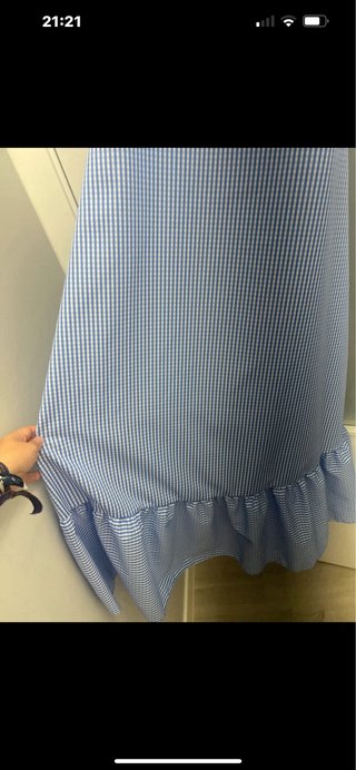 Vestido Rociero Vichy Azul y Blanco