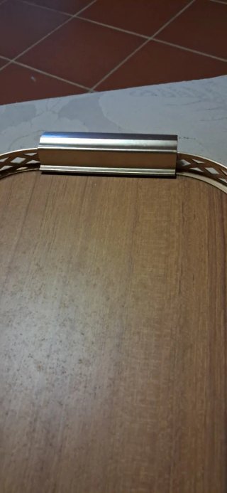 Vassoio vintage dorato metallo e legno