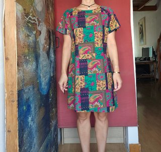 Vestido estampado patchwork