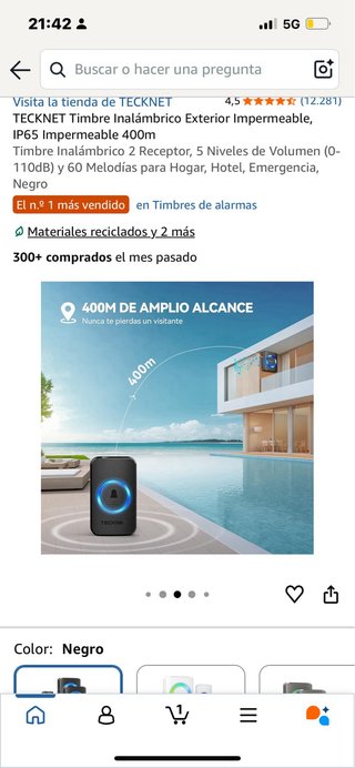 Timbre Inalámbrico Exterior TECKNET 400m