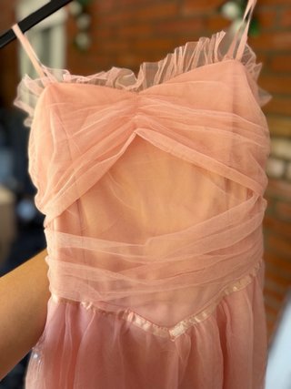 Vestido coral tul volantes