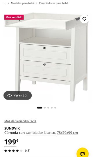 Mueble cambiador bebé blanco