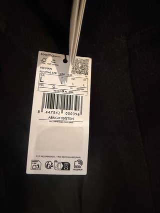 Abrigo Mango Negro Talla L Nuevo