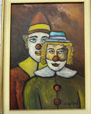 Quadro olio I Clown firmato G. De Mori