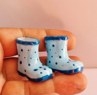 Stivaletti Blythe Pullip Ob22-24 Azzurri Pois