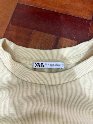 Camiseta Zara Beige Talla Única Ajustable