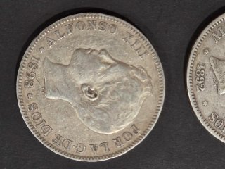 Lote 3 Duro 5 Pesetas Alf. XIII Pelón Niño Cadete