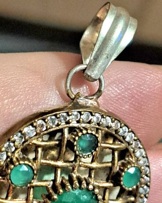 Pendente con agata verde e argento
