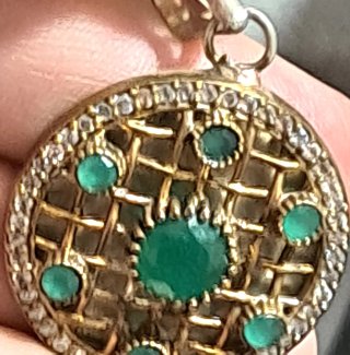 Pendente con agata verde e argento
