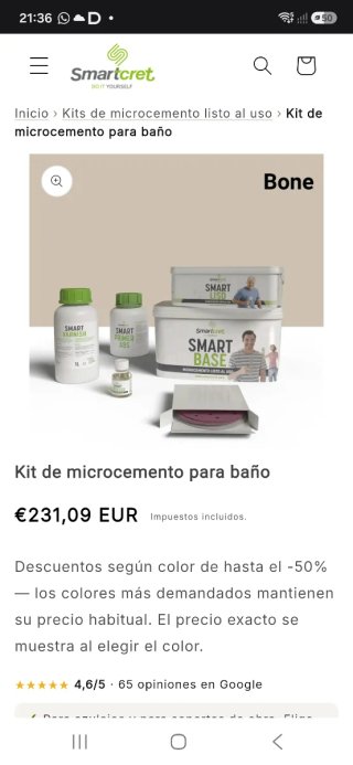 Kit Microcemento Smartcret Baño Bone