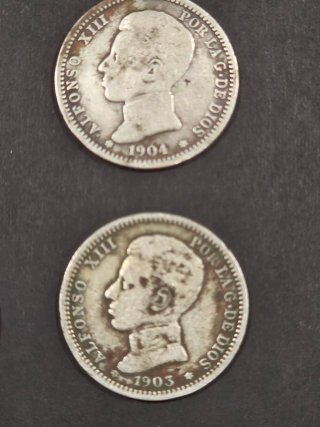 Lote 6 monedas de 1 Peseta Alfonso XIII 1899–1904