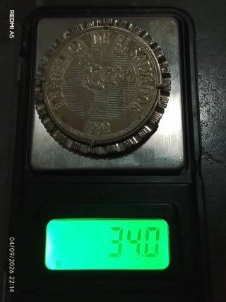 Moneda Broche de Plata 900 El Salvador 1992