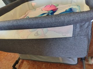 Minicuna cuna gemelar colecho gris mellizos