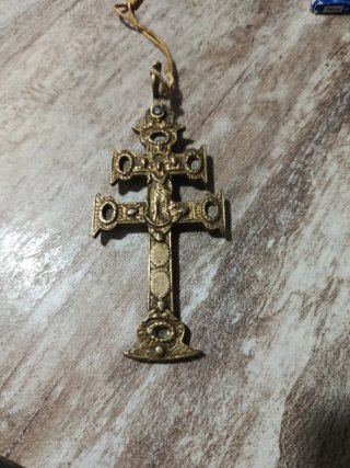 Cruz de Caravaca Relicario Bronce Siglo XVIII