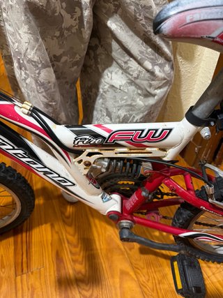 Bicicleta infantil roja y blanca