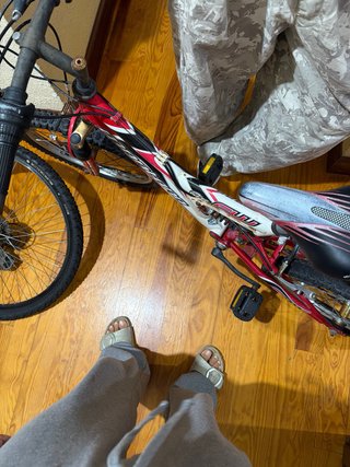 Bicicleta infantil roja y blanca