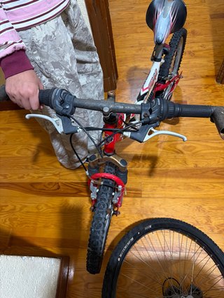 Bicicleta infantil roja y blanca