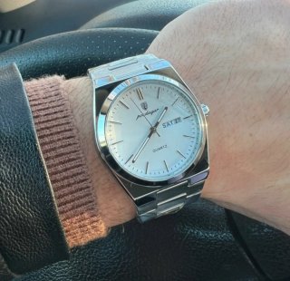 Reloj Poedagar Hombre Plata y Blanco