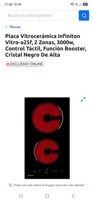 Vitrocerámica 2 fuegos cristal