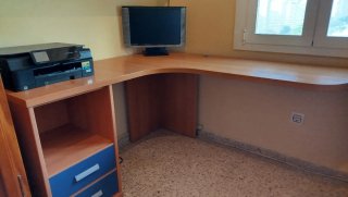 Conjunto juvenil madera: cama nido + escritorio