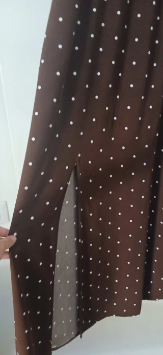 Vestito lungo a pois marrone