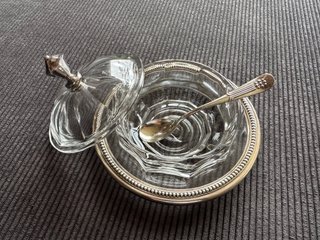 Azucarero Cristal y Plata Meneses Vintage