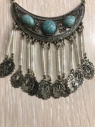 Collar Étnico Plateado Turquesa