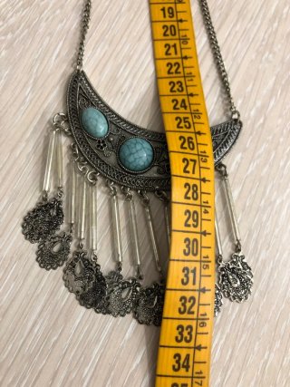 Collar Étnico Plateado Turquesa
