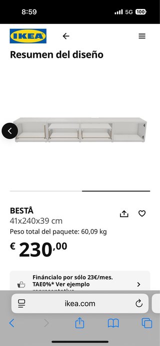 Mueble TV Besta Ikea Blanco