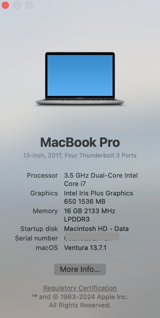 MacBook Pro 13 16GB RAM 1TB SSD