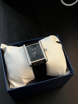 Reloj Cartier Negro y Plateado