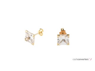 pendientes oro 18k con piedra con circonita