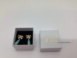pendientes oro 18k con piedra con turquesa