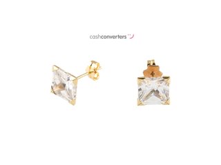 pendientes oro 18k con piedra con circonita