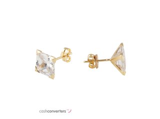 pendientes oro 18k con piedra con circonita
